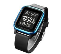 Generico Square Digital Watch, 5.1x3.7cm Unfolded 25cm, ABS PU Stainless Steel Hand Watch with LED Display, Time, Date, Alarm, Countdown for Birthday, Christmas, New Y
