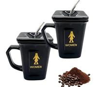 Generico Squatting Toilet Shape Ceramic Mug, 14 Oz Novelty Bathroom Prank Drinking Cup, Unique Gag Gift Water Cup Gifts for the Office, Home, Parties and Prank Lovers (2pcs*gray)