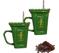 Generico Squatting Toilet Shape Ceramic Mug, 14 Oz Novelty Bathroom Prank Drinking Cup, Unique Gag Gift Water Cup Gifts for the Office, Home, Parties and Prank Lovers (2pcs*green)