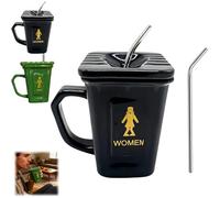 Generico Squatting Toilet Shape Ceramic Mug, 14 Oz Novelty Bathroom Prank Drinking Cup, Unique Gag Gift Water Cup Gifts for the Office, Home, Parties and Prank Lovers (gray)