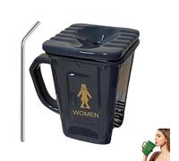 Generico Squatting Toilet Shape Ceramic Mug,Funny Squat Toilet Mug,Novelty Toilets Mugs with Lids, Unique Gag Gift Water Cup,for Office, Coworkers, Home Desk (Gray)