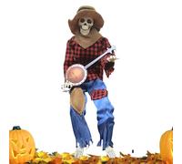 Generico Squelette d'Halloween - 23,6 pouces, Banjo animé jouant à squelette décor Décoration de fête de fête des vacances avec Maison hantée d'automne pour la pelouse accessoire d'affichage
