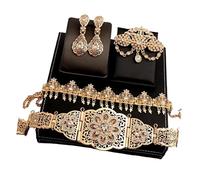 Generico Squisito set gioielli per accessori da sposa placcati in oro, inclusa spilla a catena in e orecchini per la cerimonia della sposa araba Accessorio per matrimonio da sposa nel Caucaso