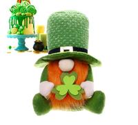 Generico St Patricks Day Gnomes | Green Leprechaun Faceless Dwarf Shamrock Tiered Tray Decor | Shamrock Ornament Swedish Tomte Collectible Figurines for St.Patrick's Day Shelf Decor