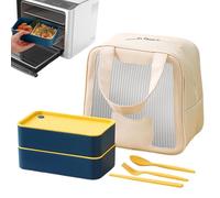 Generico Stackable 2-Layers Leak Proof Lunch Box,Reusable Lunch Container with LunchBag, Spoon, Fork, Chopsticks for Meal Prep