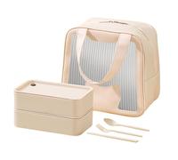 Generico Stackable 2-Layers Leak Proof Lunch Box,Reusable Lunch Container with LunchBag, Spoon, Fork, Chopsticks for Meal Prep