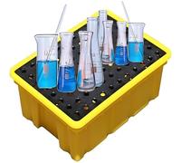 Generico Stackable 72x72cm Modular Spill Containment Pallet - Leak-Proof Polyethylene Tray, Forklift Friendly, Non-Slip Grating, Drainable Design for Industrial Safety, Chemical Spill Management