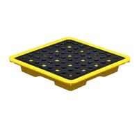 Generico Stackable Polyethylene Spill Containment Pallet with Drain Outlet & Removable Grate, Anti-Skid Surface, Supports 25kg/40kg Hazardous Material Storage, 335x335x60mm