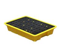 Generico Stackable Polyethylene Spill Containment Pallet with Drainage, Anti-Skid Surface, Removable Grate, 25kg/40kg Load Capacity, Ideal for Oil & Chemical Storage (490x350x95mm)
