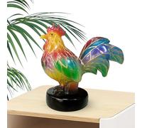 Generico Stained Glass Lamp, Rooster Resin Nightstand Animal Sculpture, Home Decoration, Retro for Bedroom Living Room Workplace