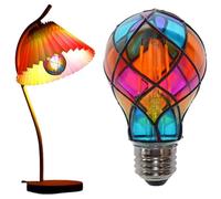 Generico Stained Glass Light Bulb 4.3in - Edisoń Filament Bulb | Hand Painted Colorful LED 4W 120V E26 Base Waterproof Glass Decorative Lighting | Christmas Party Home Bedroom Ambient Lamp