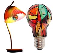 Generico Stained Glass Light Bulb - Glass 10x6cm 4W E27 Base | Colored LED Mosaic Bulb, Hand Painted Decorative Light | For Home Party Closet Store Tree Window Bedroom Use