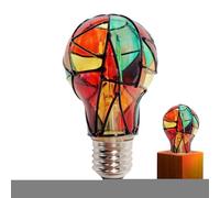 Generico Stained Glass Light Bulb, Mosaic E27 Base Lamp, 4W Painted Color Decor, Artistic Multicolor Lighting, Decorative Bulb for Home, Party, Store, Christmas Tree, Window, Closet, Bedroom