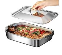 Generico Stainless Steel Baking Pan - Stainless Steel Lasagna Baking Pan with Lid and Handle | StainlessSteel Oven Pans |BakingTray Dish Household Bakeware for Cake Bread Oven Kitchen