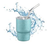 Generico Stainless Steel Car Mug - Small Portable Coffee Cup with Straw | 3 Oz Double-Layer Stainless Steel Tumbler Cup | Travel Mug | Outdoor Beverage Container for Traveling Camping Trip