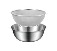 Generico Stainless Steel Colander With Bowl Mesh Strainer Basket Kitchen Food Drainer Mixing Set Washing Vegetables Fruit Rice Pasta Sieve Large Metal Basin Space Saving Rinsing Tool Durable Cookware
