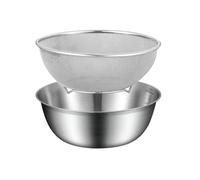 Generico Stainless Steel Colander With Bowl Mesh Strainer Basket Kitchen Food Drainer Mixing Set Washing Vegetables Fruit Rice Pasta Sieve Large Metal Basin Space Saving Rinsing Tool Durable Cookware
