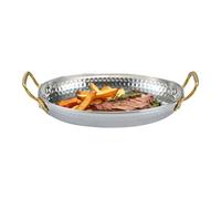 Generico Stainless Steel Cooking Pan, Double Handle Uncoated pa ella, 7.09x4.92x1.18 inches Convenient Compact Skillet Pot for Kitchen Cookware, Outdoor Camping, Dining, and Home Use