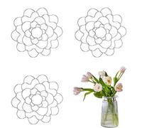 Generico Stainless Steel Floral Grid Organizer, 2025 New Flower Arrangement Holder, Flower Arrangement Holder for Vase Floral Stems Bouquets(3Pcs Silver 4in)