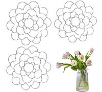 Generico Stainless Steel Floral Grid Organizer, 2025 New Flower Arrangement Holder, Flower Arrangement Holder for Vase Floral Stems Bouquets(3Pcs Silver 6in)