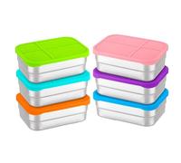 Genérico Stainless Steel Food Containers, Reusable Food Box For Sports, 6 pezzi 720 ml Meal Container With Silicone Lid, Meal Travel Picnic School Office Home Daycare Camping Hiking