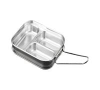 Generico Stainless Steel Lunch Box - 17x13x6cm Double Layers Stainless Steel Lunchbox With 3 Compartments | Large Capacity Condiment Container Food Storage Box Leakproof For Kids Adults