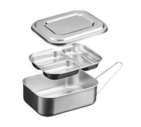 Generico Stainless Steel Lunch Box - Double Layer 3 Compartments Container Food Storage Box | Portable Stainless Steel Lunch Boxes For Kids Adults Work School Travel Picnic