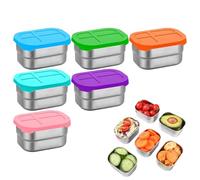 Generico Stainless Steel Snack Containers, Food Storage Containers, Leak Proof Silicone Lids, 8oz Reusable Bowls, Lunch Box Set for Kids, Toddler, School, Daycare, Home, Kitchen, Multicolor