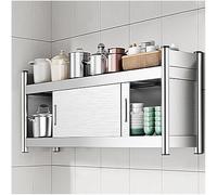 Generico Stainless Steel Wall Mounted Storage Cabinet Kitchen Wall Shelf with Sliding Doors for Dining Room Bathroom Living Room(Silver,100x30x40cm)