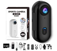 Generico Stallion Frames Body Camera, StallionFrames 4K Mini HandsFree BodyCam, Portable Wearable Mini Action Cam with Magnetic Clip, for POV, Cycling, Diving (Black-high version,4K)