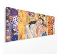 Generico Stampa su Tela Canvas con Telaio in Legno Klimt/Death and Life, La vita, fiori, quadro, natura, moderno, colorato, arte moderna Klimt (70x25cm.)