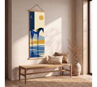 Generico Stampe da Parete Cavallo con Riflesso d'Acqua 50x150 cm | Grande Quadro Moderno Camera da Letto Ritratto Equestre Art Déco Decorazione Murale Quadri Soggiorno Blu Navy Pittura Arredo