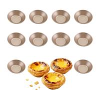 Generico Stampi per Crostatine Antiaderenti - Stampi Pasteis de Nata in Acciaio al Carbonio, Mini Tortiere 8cm Riutilizzabili, Per Forno e Friggitrice ad Aria, Pasticceria(Rame,10Pezzo)