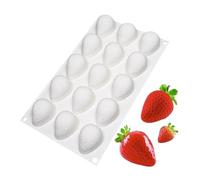 Generico Stampi Per Torte,Stampo 3D Con 15 Cavità A Forma Di Fragola | Accessorio Da Cucina Per Dolci, Stampo Flessibile Per Fondente, Cioccolatini E Cheesecake