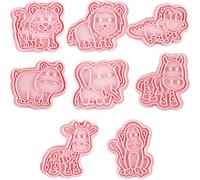 Generico Stampini per Biscotti Animali in Plastica 8 Pezzi, Facili da Sformare e Comodi da Trasportare, per Cioccolato e Caramelle Design 3d