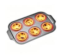 Generico Stampo in Silicone per Cupcake,Stampo Riutilizzabile a 6 Scomparti | in Silicone Antiaderenti per Muffin - Adatto per Biscotti Brownie Cibo Cioccolato Burro Pranzo Friggitrice ad Aria Forno