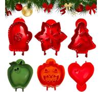 Generico Stampo per mini crostate natalizie da forno - 3/6 pezzi, pressa e tagliapasta manuale per dolci del Ringraziamento, Natale e autunno, mini pressa per mele, antiaderente (01#+02#)