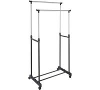 Generico Stand Appendiabiti Allungabile da Terra in Acciaio Telescopico Allungabile con Ruote Attaccapanni 80 x 43 x 90/160 cm (Doppio)