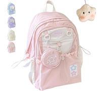Generico Star Backpack, Rosy Posy Pink Backpack Womens, Clear Drawstring Back Pack, Large Capacity, Durable Waterproof with Pendant (pink)