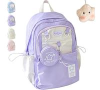Generico Star Backpack, Rosy Posy Pink Backpack Womens, Clear Drawstring Back Pack, Large Capacity, Durable Waterproof with Pendant (purple)