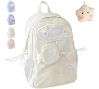 Generico Star Backpack, Rosy Posy Pink Backpack Womens, Clear Drawstring Back Pack, Large Capacity, Durable Waterproof with Pendant (yellow)