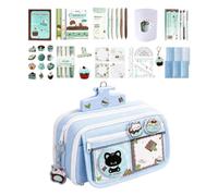 Generico Stationery Set - Mint Kitten | 13-Layer Large Capacity Pencil Case