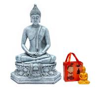 Generico Statua Buddha thailandese seduto su trono in meditazione cm 13 x 8 x h 18 + statuetta cm. 5.3