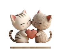 Generico Statua Del Gatto,2D Divertente A Forma Di Animale In Legno,Statuine Coppia Di Gatti | Per Il Matrimonio, Le Celebrazioni Di Compleanno, La Camera Da Letto Romantica, La Fidanzata