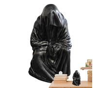 Generico Statua Del Tristo Mietitore - Mietitore In Veste Nera, Statuetta In Resina | Misteriosa Statua Del Camminatore, Ornamento Per Scaffale Con Mantello Scuro, Decorazione Per Tavolo Infestata,