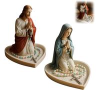 Generico Statua della Vergine Maria e Gesù, collana con rosario, bracciale, supporto per gioielli, decorazione per la casa, adatto per la camera da letto e la scrivania (A+B)