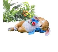 Genérico Statua Di Coniglietto | Scultura di coniglio sdraiato in resina che tiene un,statuetta da giardino di 30 cm | centrotavola per Pasqua Decorazione domestica