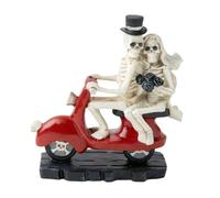 Generico Statua Di Coppia Di Teschi Per Halloween | Scultura Di Coppia Di Scheletri Su Motocicletta,Statuetta Collezionabile Di Teschi Display Da Tavolo Per San E Altre Feste Per La Casa