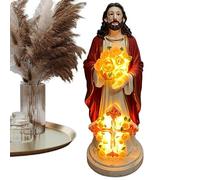 Genérico Statua di Gesù Cristo, 20 cm, a LED, statua da giardino di Gesù con decorative, per giardino, patio, portico, prato, casa, camera da , soggiorno, ufficio, casa di campagna