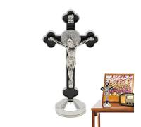 Genérico Statua di Gesù in metallo, mini statua religiosa da 8 cm in lega di zinco | scultura crocifissione con finitura zincata, decorazione spirituale per casa, chiesa o regalo